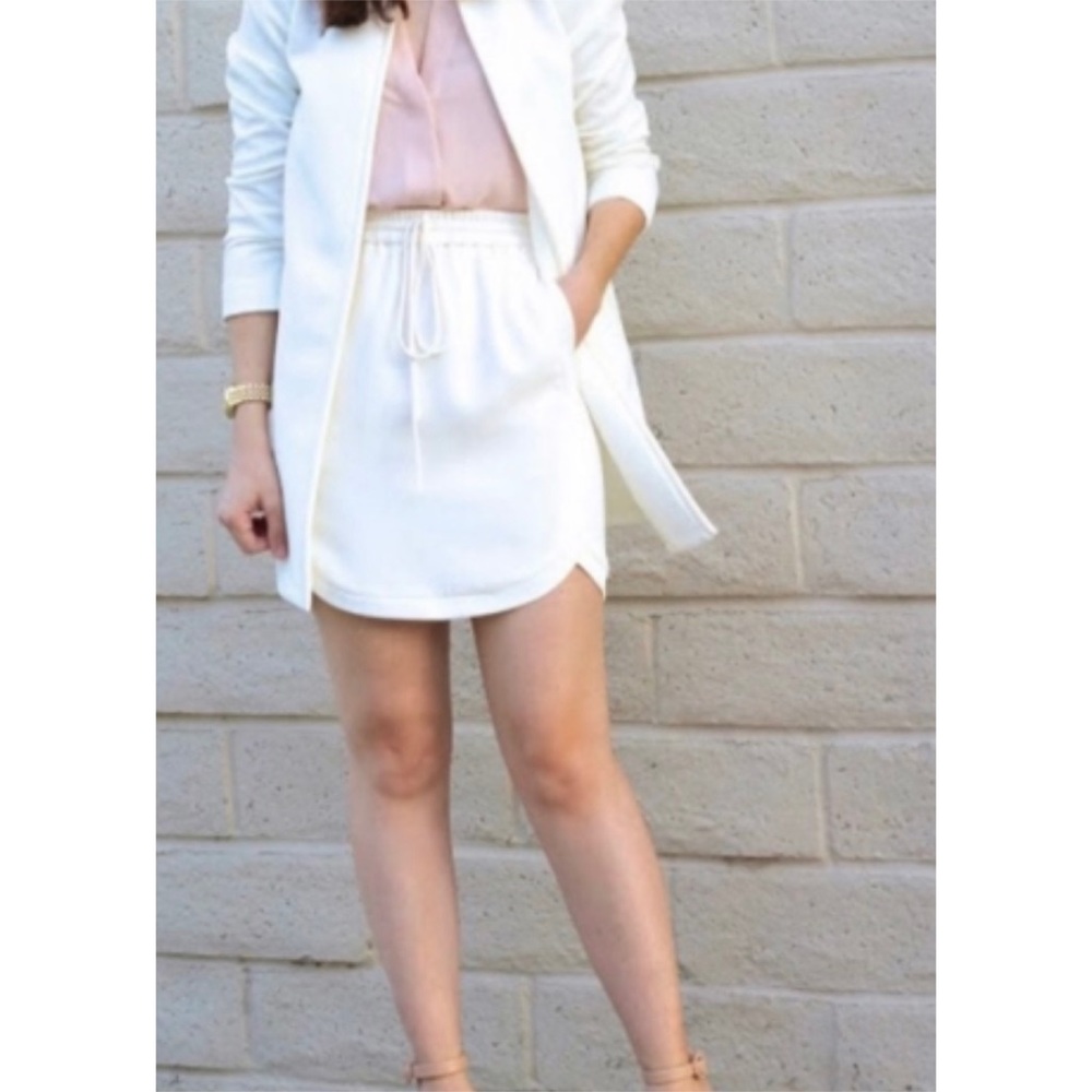 J. Crew Drapey Twill Elasticized Tie Waist Skirt In Ivory Size 6